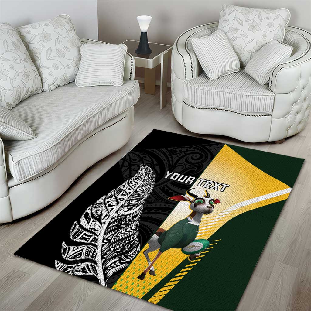 New Zealand and South Africa Rugby Custom Area Rug Maori Silver Fern Springbok Together - Vibe Hoodie