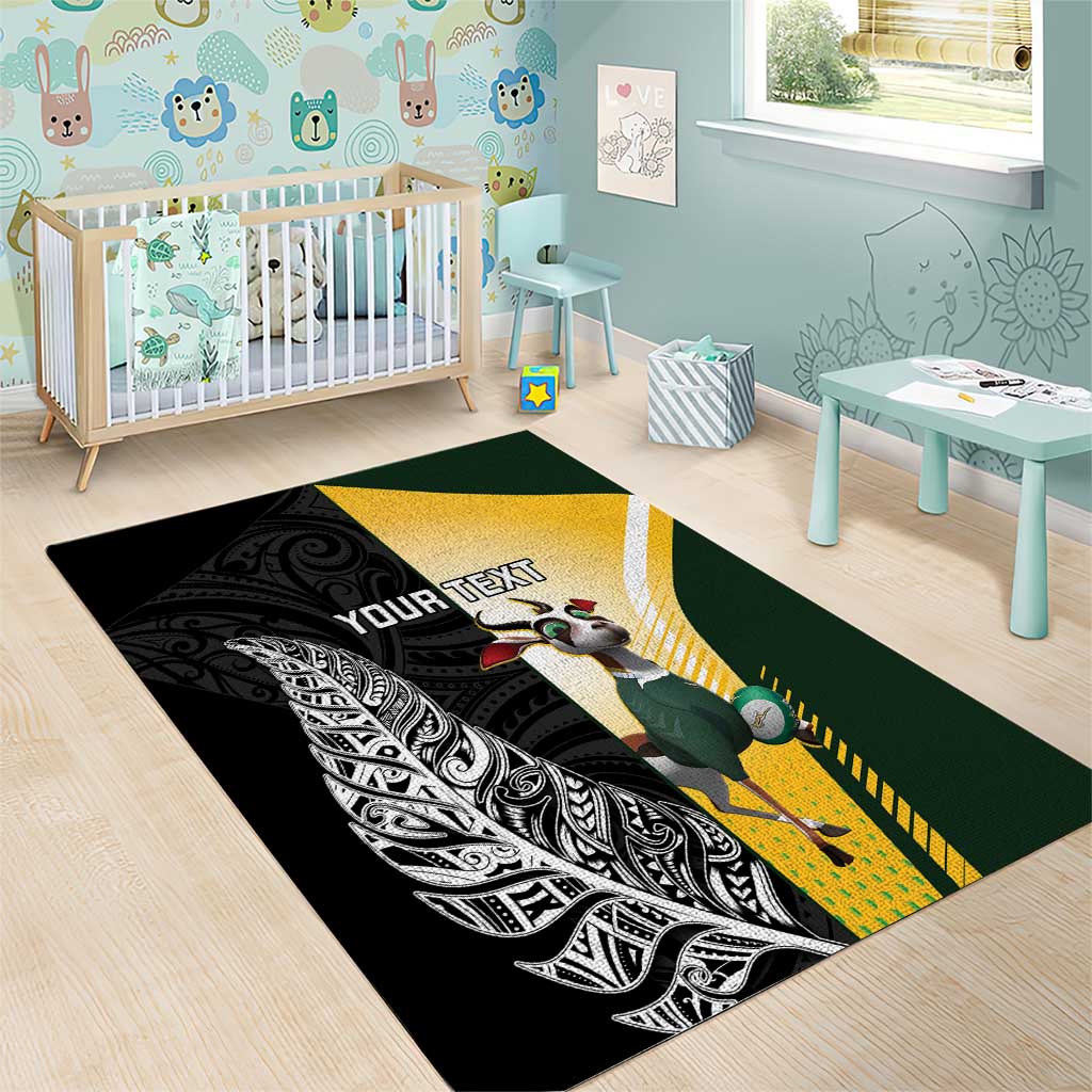 New Zealand and South Africa Rugby Custom Area Rug Maori Silver Fern Springbok Together - Vibe Hoodie