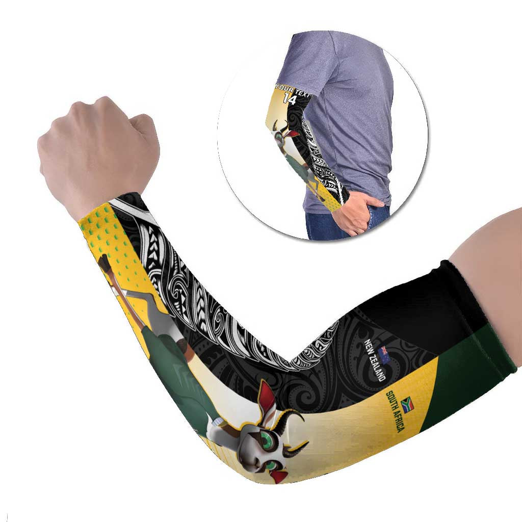 New Zealand and South Africa Rugby Custom Arm Sleeves Maori Silver Fern Springbok Together - Vibe Hoodie