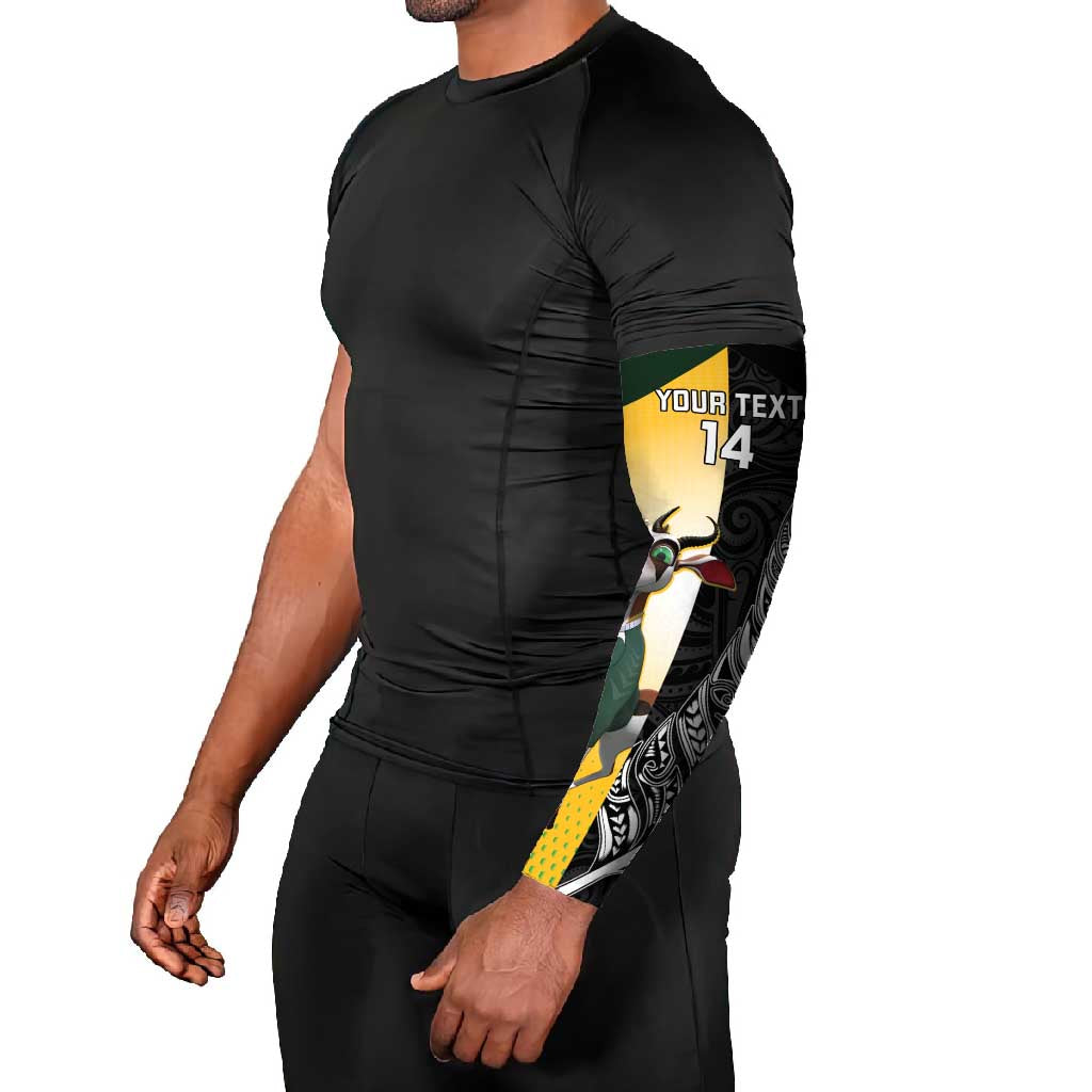 New Zealand and South Africa Rugby Custom Arm Sleeves Maori Silver Fern Springbok Together - Vibe Hoodie