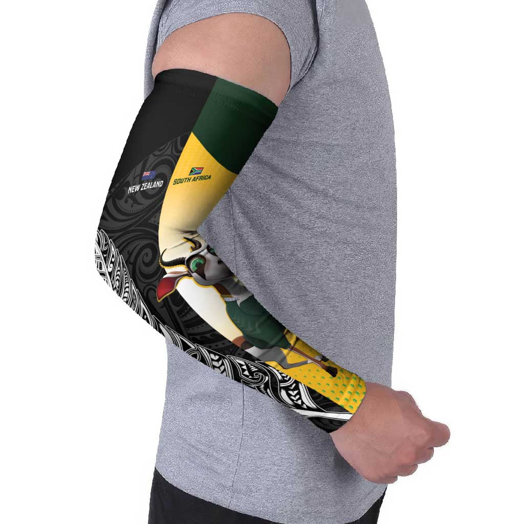 New Zealand and South Africa Rugby Custom Arm Sleeves Maori Silver Fern Springbok Together - Vibe Hoodie