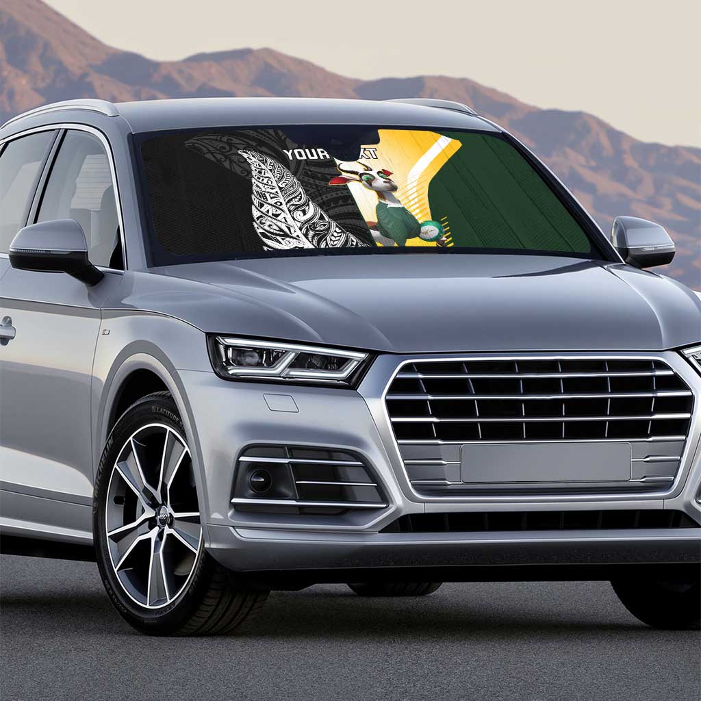 New Zealand and South Africa Rugby Custom Auto Sun Shade Maori Silver Fern Springbok Together - Vibe Hoodie