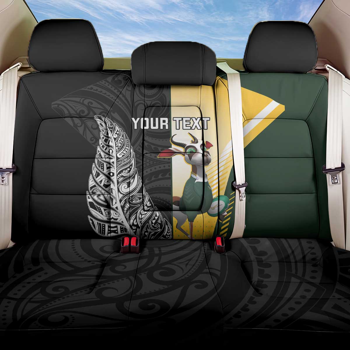New Zealand and South Africa Rugby Custom Back Car Seat Cover Maori Silver Fern Springbok Together - Vibe Hoodie