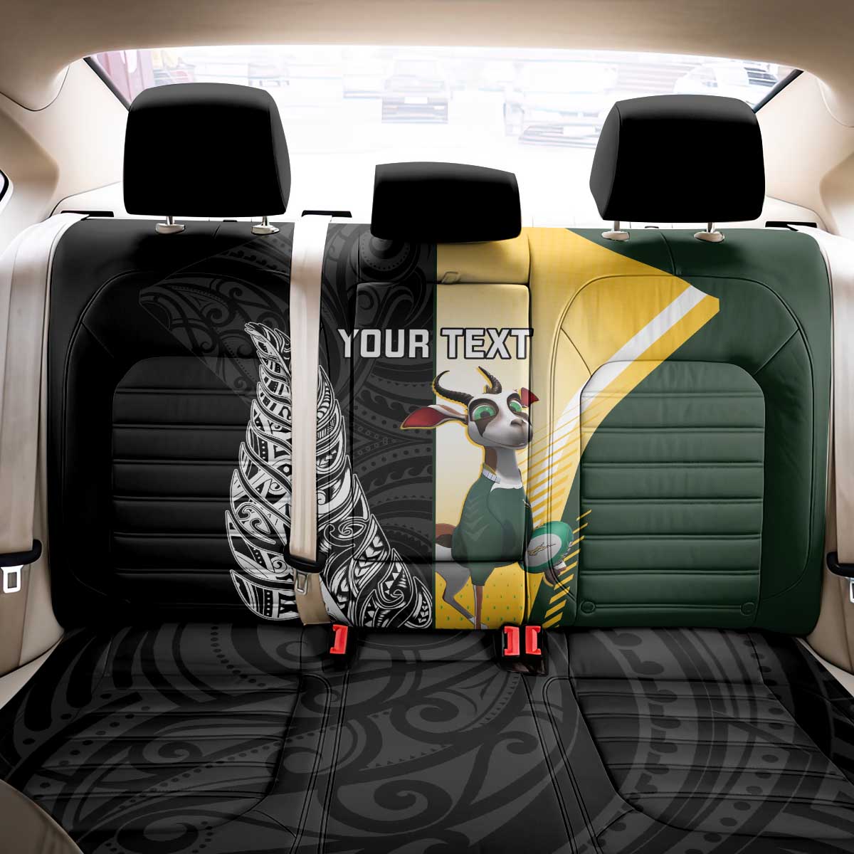 New Zealand and South Africa Rugby Custom Back Car Seat Cover Maori Silver Fern Springbok Together - Vibe Hoodie