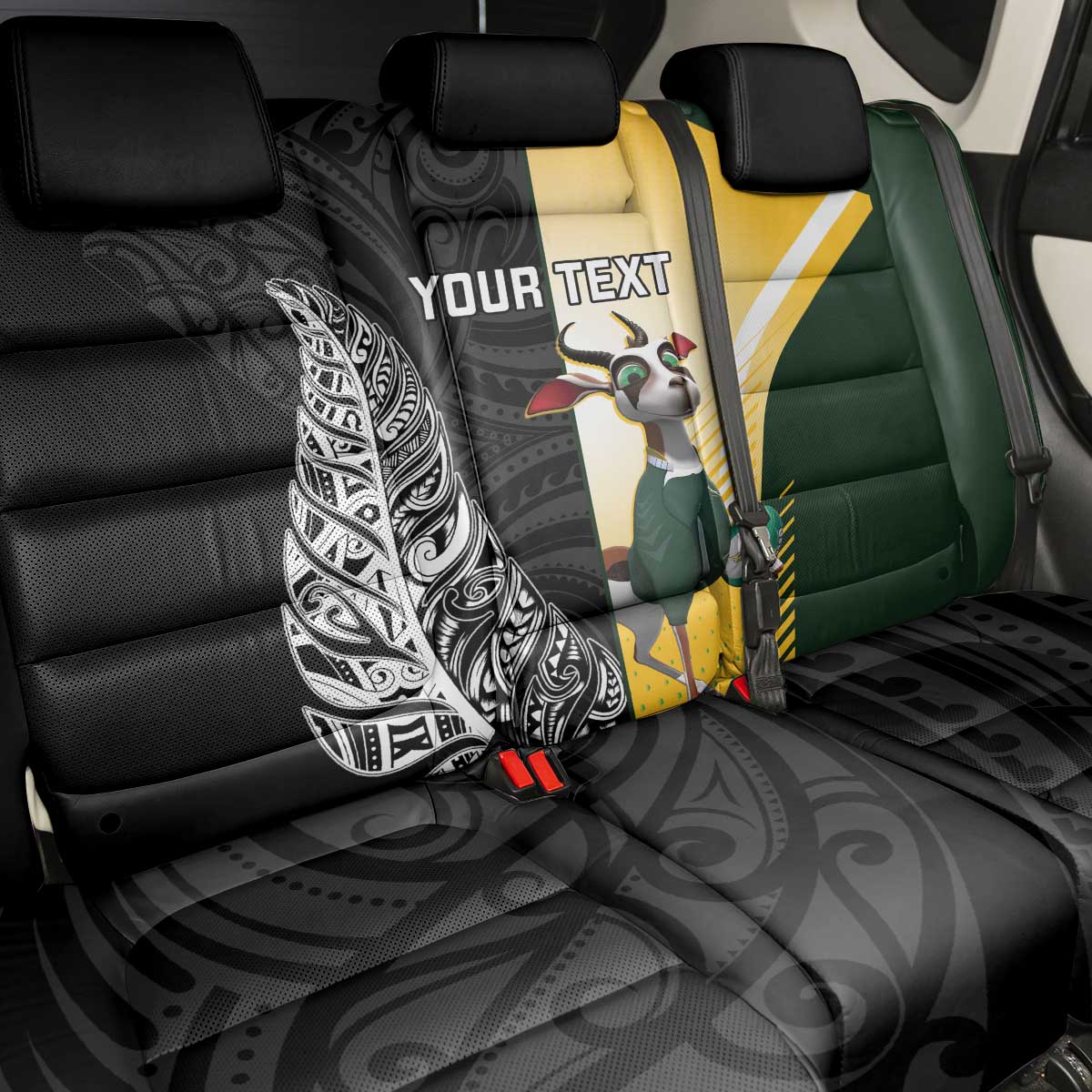 New Zealand and South Africa Rugby Custom Back Car Seat Cover Maori Silver Fern Springbok Together - Vibe Hoodie