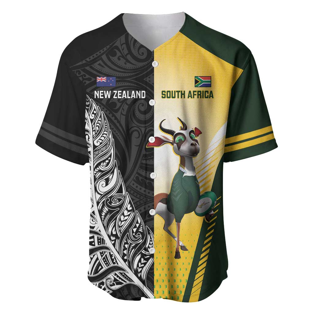 New Zealand and South Africa Rugby Custom Baseball Jersey Maori Silver Fern Springbok Together - Vibe Hoodie