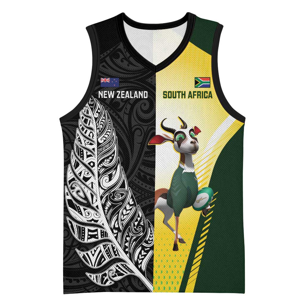 New Zealand and South Africa Rugby Custom Basketball Jersey Maori Silver Fern Springbok Together - Vibe Hoodie