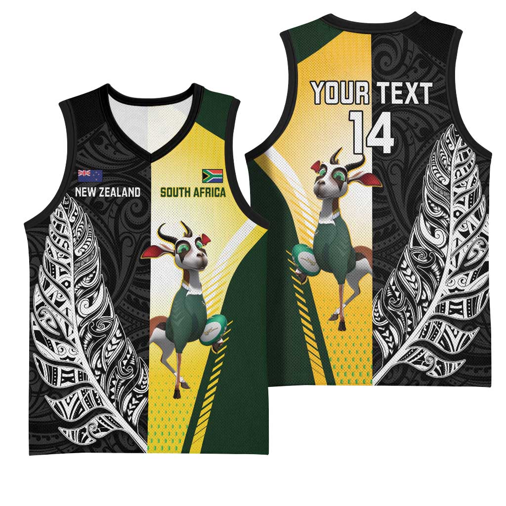 New Zealand and South Africa Rugby Custom Basketball Jersey Maori Silver Fern Springbok Together - Vibe Hoodie