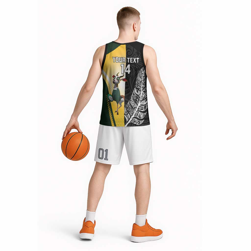 New Zealand and South Africa Rugby Custom Basketball Jersey Maori Silver Fern Springbok Together - Vibe Hoodie