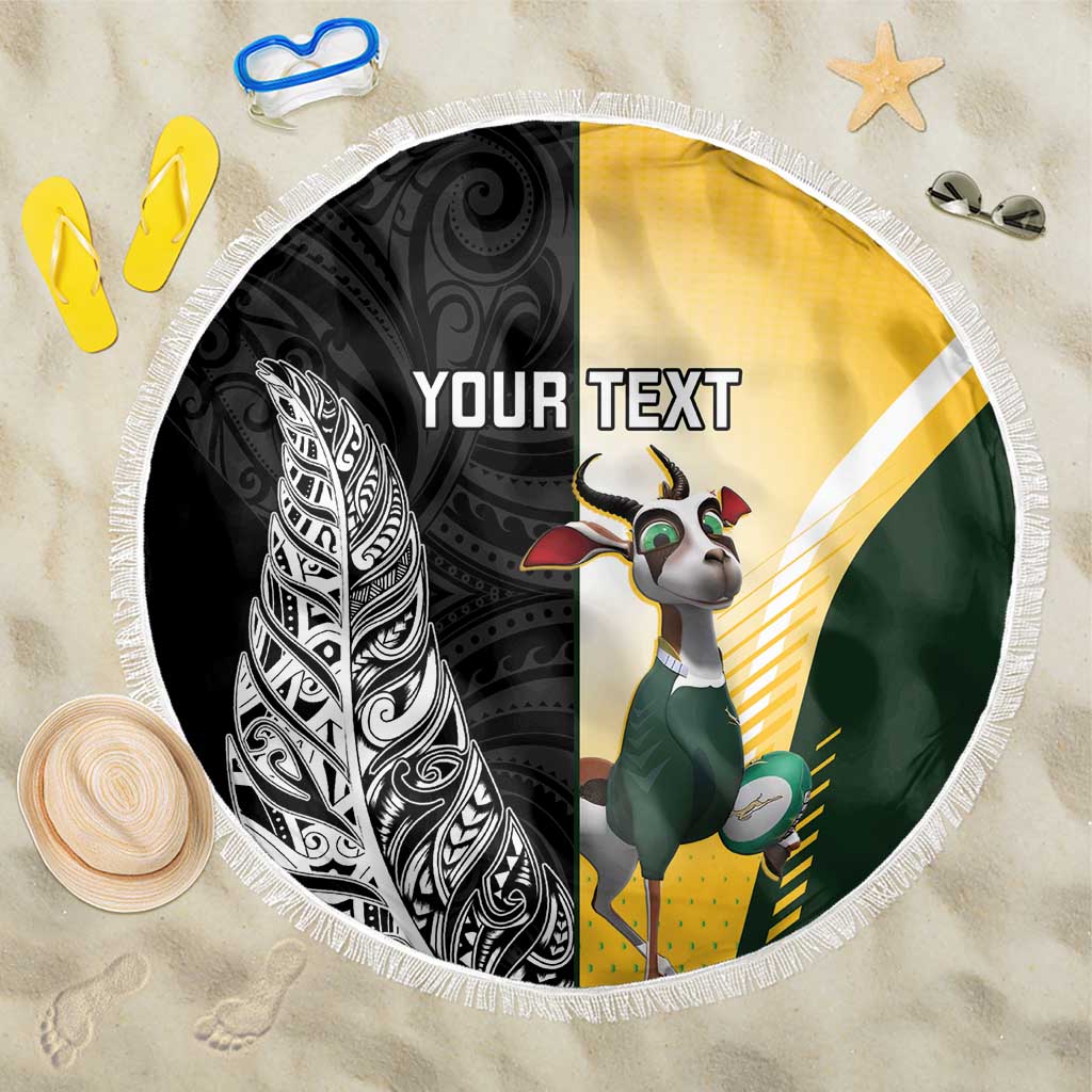 New Zealand and South Africa Rugby Custom Beach Blanket Maori Silver Fern Springbok Together - Vibe Hoodie