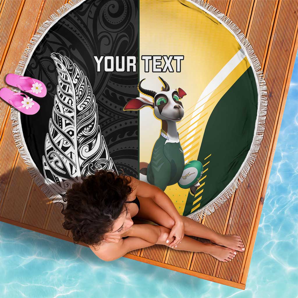 New Zealand and South Africa Rugby Custom Beach Blanket Maori Silver Fern Springbok Together - Vibe Hoodie