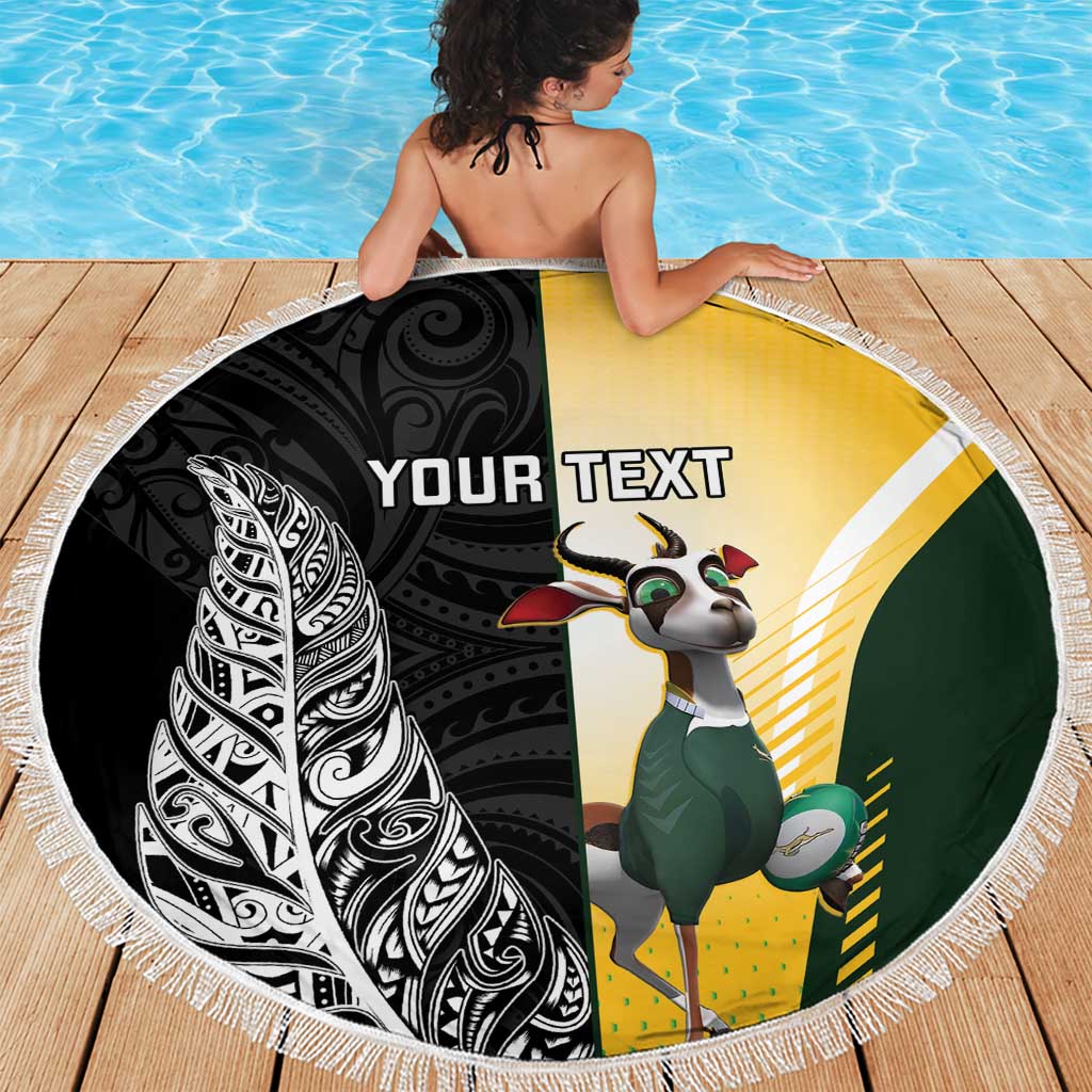 New Zealand and South Africa Rugby Custom Beach Blanket Maori Silver Fern Springbok Together - Vibe Hoodie