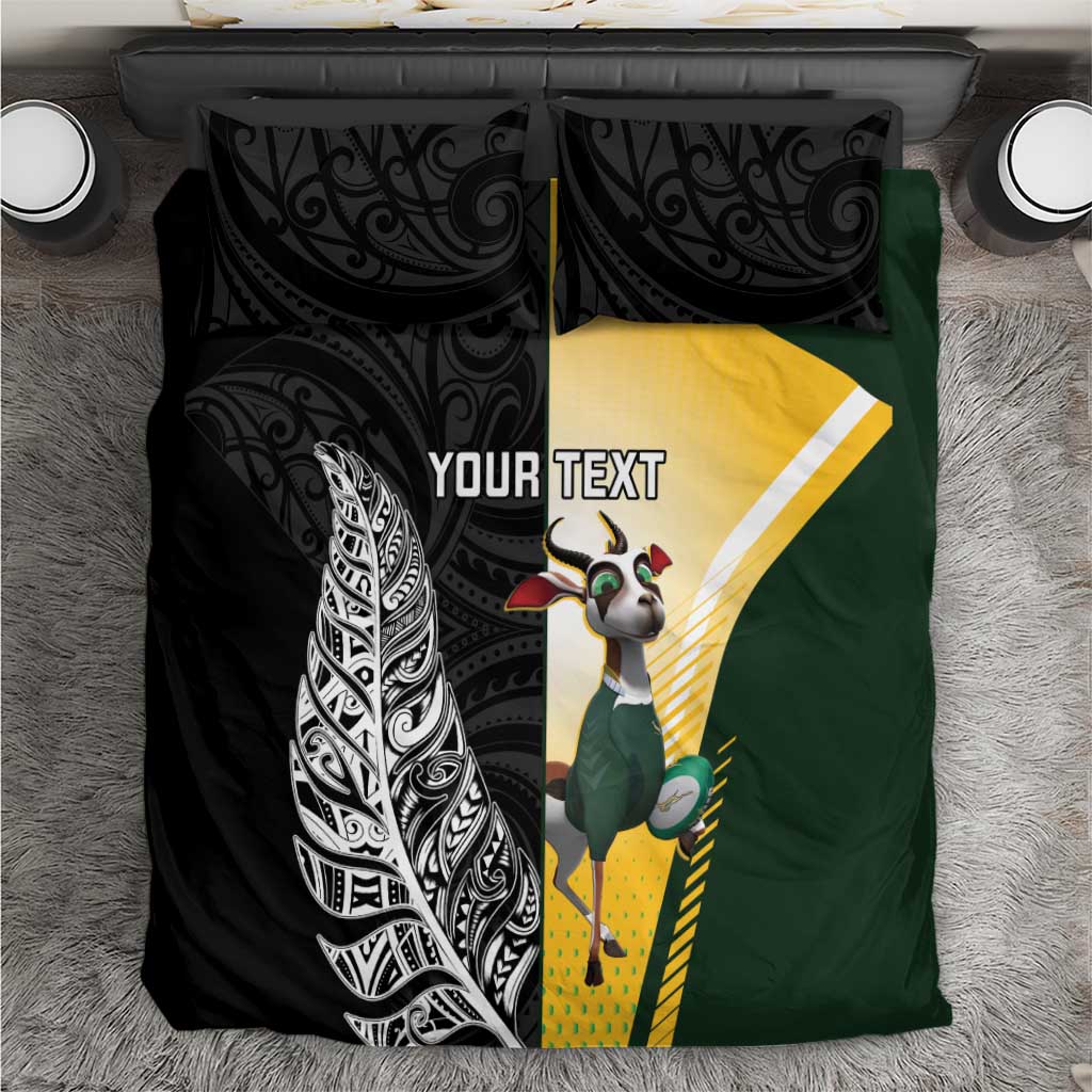 New Zealand and South Africa Rugby Custom Bedding Set Maori Silver Fern Springbok Together - Vibe Hoodie