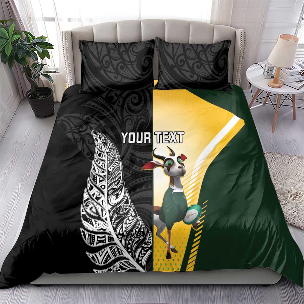 New Zealand and South Africa Rugby Custom Bedding Set Maori Silver Fern Springbok Together - Vibe Hoodie