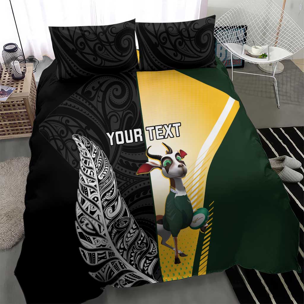 New Zealand and South Africa Rugby Custom Bedding Set Maori Silver Fern Springbok Together - Vibe Hoodie