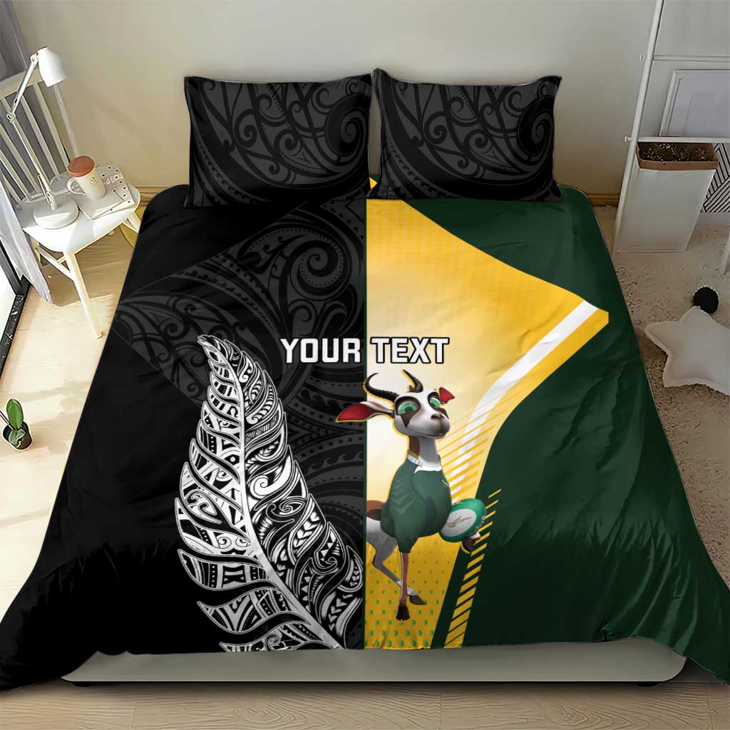 New Zealand and South Africa Rugby Custom Bedding Set Maori Silver Fern Springbok Together - Vibe Hoodie