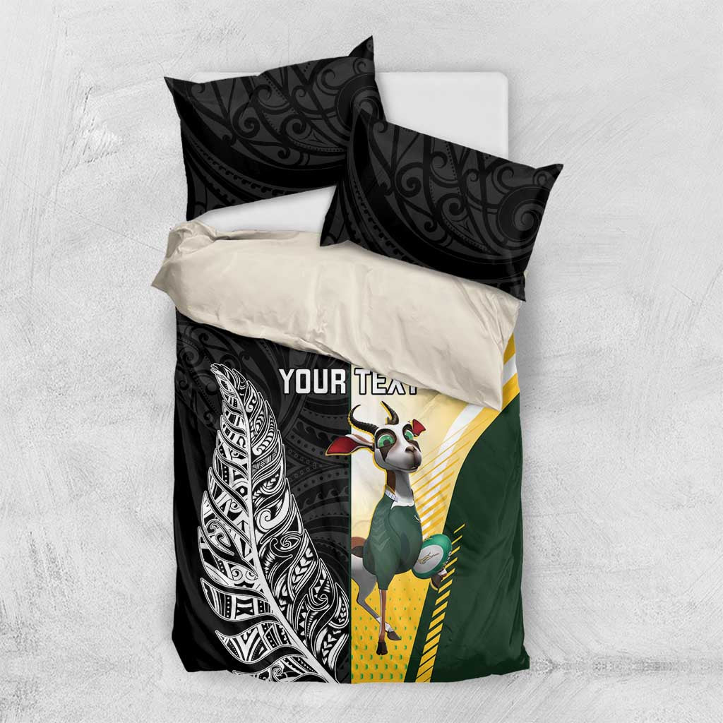 New Zealand and South Africa Rugby Custom Bedding Set Maori Silver Fern Springbok Together - Vibe Hoodie