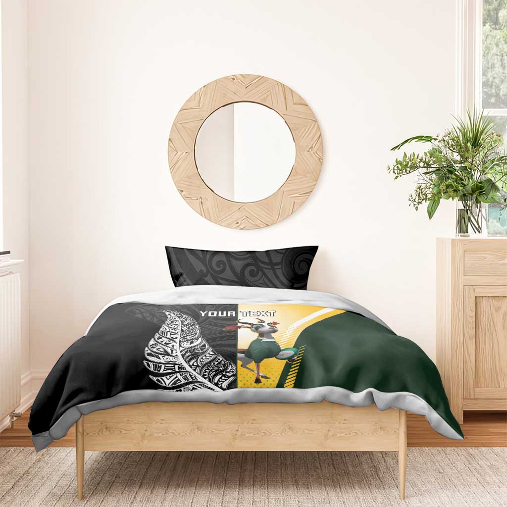 New Zealand and South Africa Rugby Custom Bedding Set Maori Silver Fern Springbok Together - Vibe Hoodie