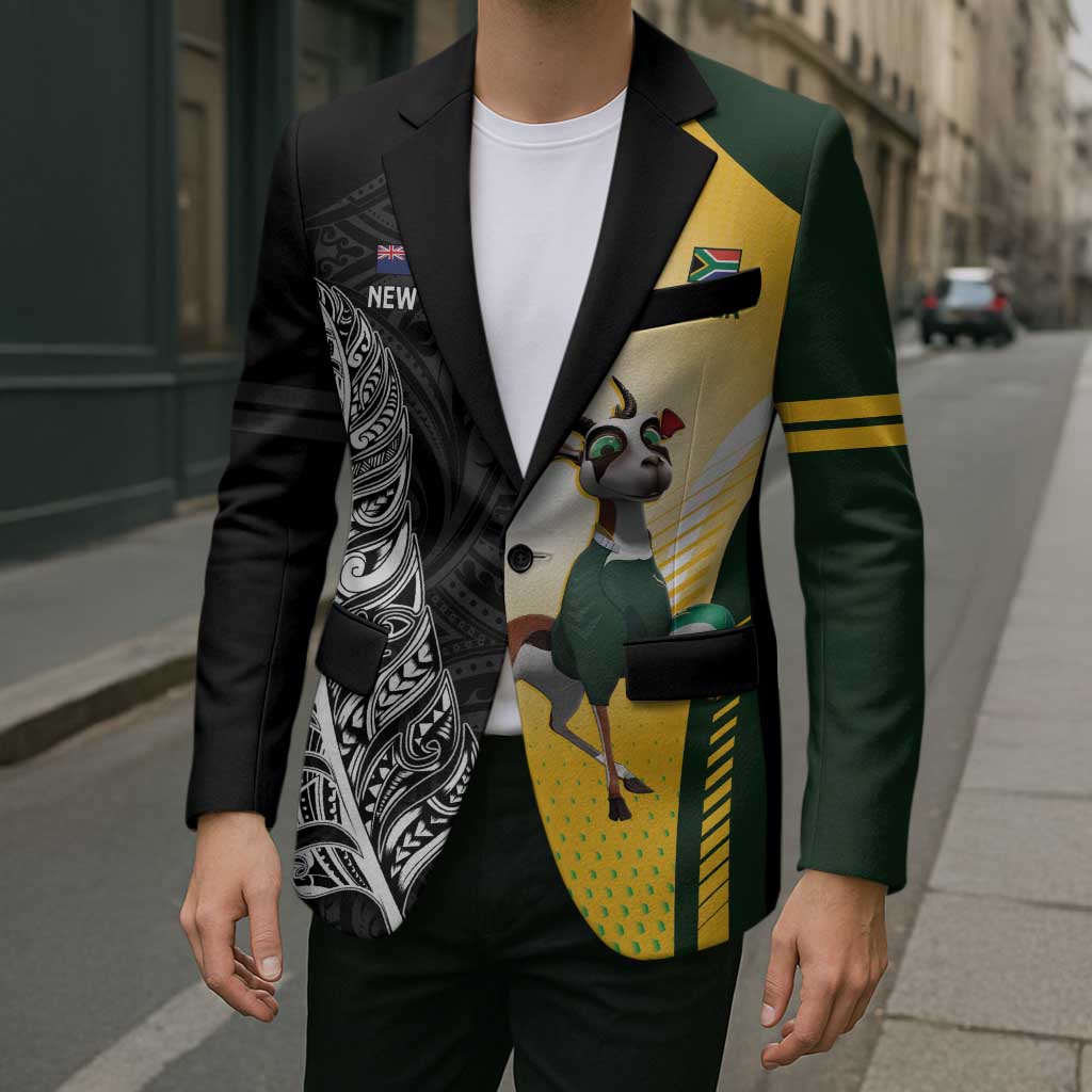 New Zealand and South Africa Rugby Custom Blazer Maori Silver Fern Springbok Together - Vibe Hoodie