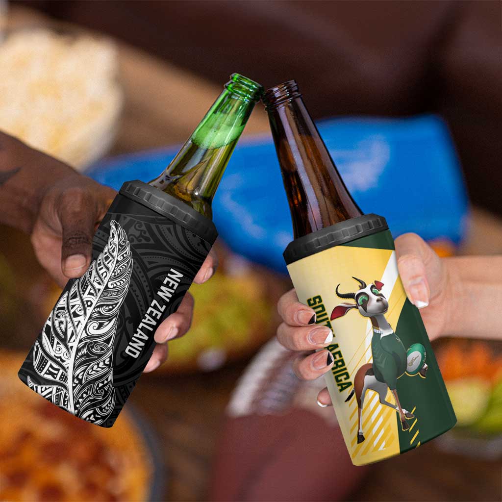 New Zealand and South Africa Rugby 4 in 1 Can Cooler Tumbler Maori Silver Fern Springbok Together - Vibe Hoodie