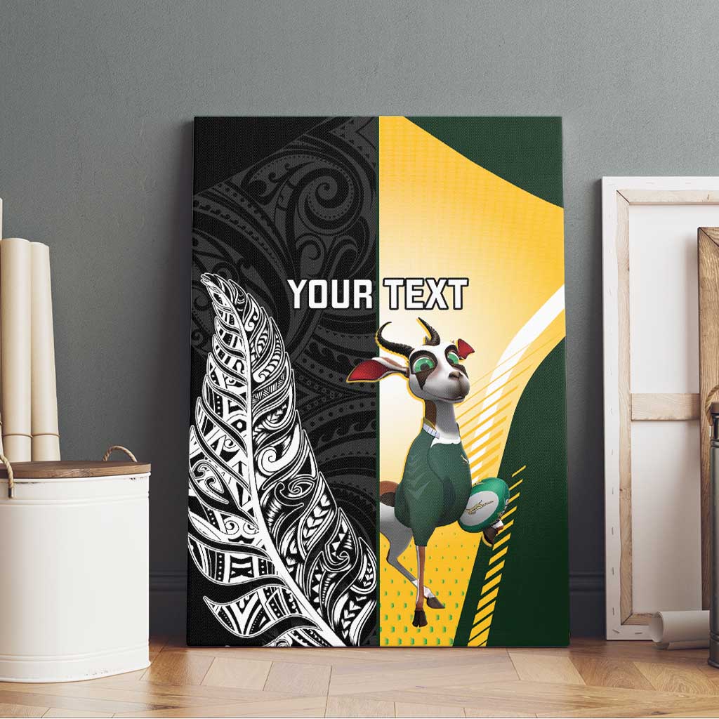 New Zealand and South Africa Rugby Custom Canvas Wall Art Maori Silver Fern Springbok Together - Vibe Hoodie