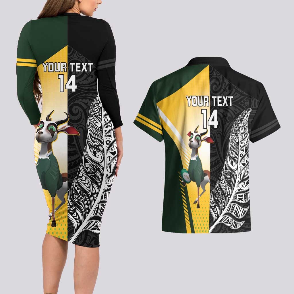 New Zealand and South Africa Rugby Custom Couples Matching Long Sleeve Bodycon Dress and Hawaiian Shirt Maori Silver Fern Springbok Together - Vibe Hoodie