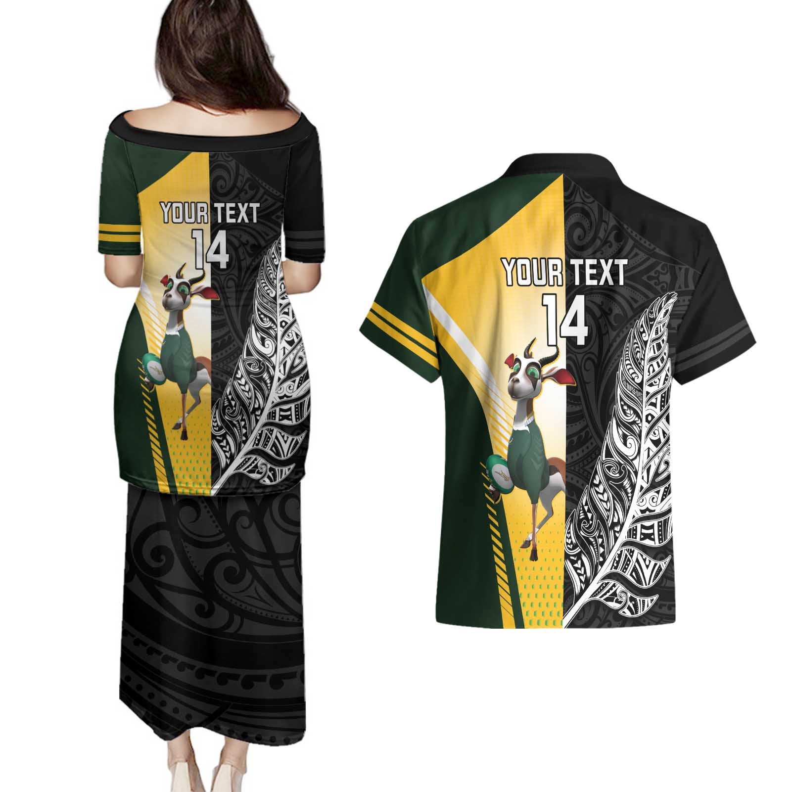 New Zealand and South Africa Rugby Custom Couples Matching Puletasi and Hawaiian Shirt Maori Silver Fern Springbok Together - Vibe Hoodie