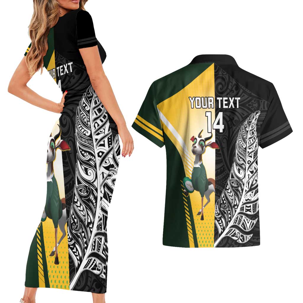New Zealand and South Africa Rugby Custom Couples Matching Short Sleeve Bodycon Dress and Hawaiian Shirt Maori Silver Fern Springbok Together - Vibe Hoodie