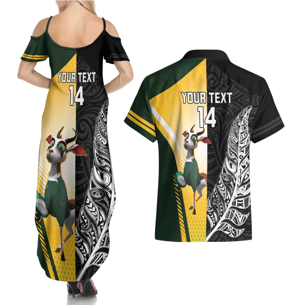 New Zealand and South Africa Rugby Custom Couples Matching Summer Maxi Dress and Hawaiian Shirt Maori Silver Fern Springbok Together - Vibe Hoodie