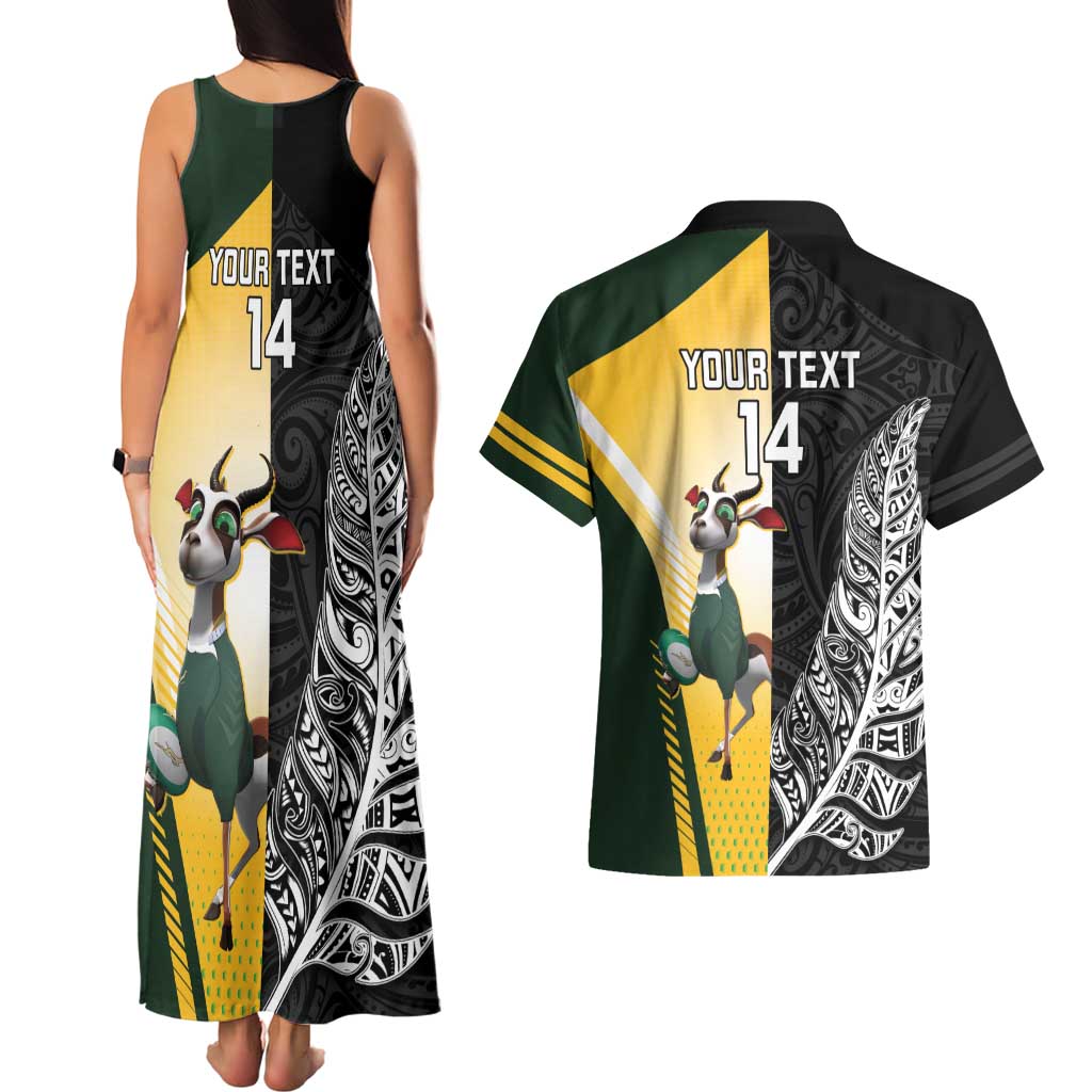 New Zealand and South Africa Rugby Custom Couples Matching Tank Maxi Dress and Hawaiian Shirt Maori Silver Fern Springbok Together - Vibe Hoodie