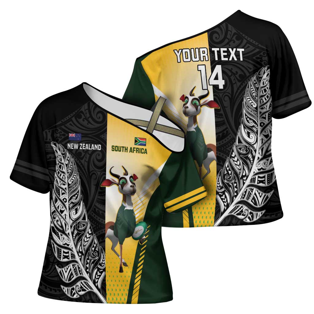 New Zealand and South Africa Rugby Custom Cross Shoulder Shirt Maori Silver Fern Springbok Together - Vibe Hoodie