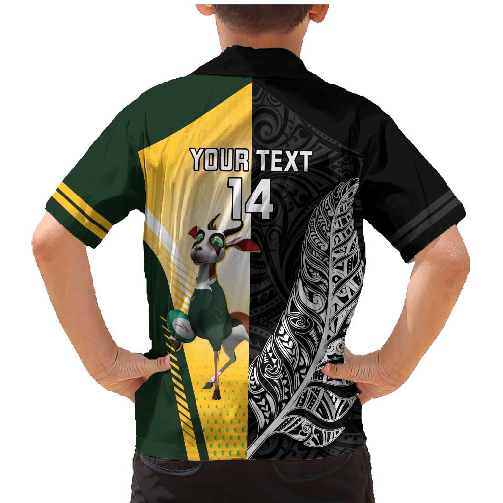 New Zealand and South Africa Rugby Custom Family Matching Mermaid Dress and Hawaiian Shirt Maori Silver Fern Springbok Together - Vibe Hoodie