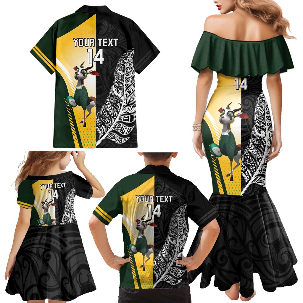 New Zealand and South Africa Rugby Custom Family Matching Mermaid Dress and Hawaiian Shirt Maori Silver Fern Springbok Together - Vibe Hoodie