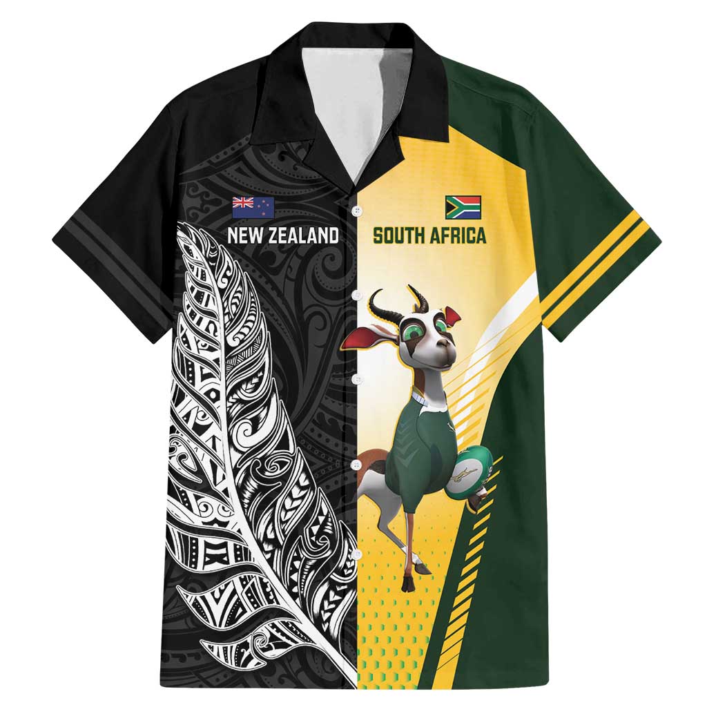 New Zealand and South Africa Rugby Custom Family Matching Mermaid Dress and Hawaiian Shirt Maori Silver Fern Springbok Together - Vibe Hoodie
