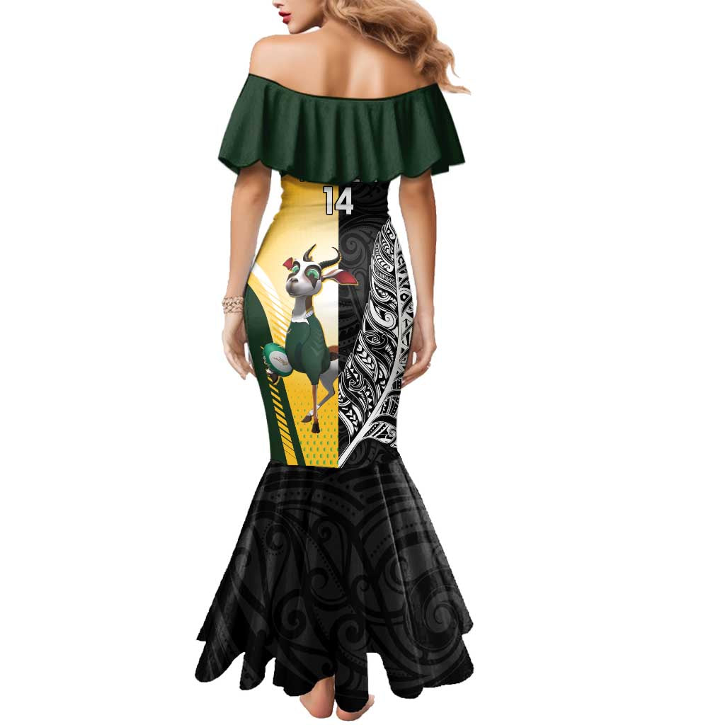 New Zealand and South Africa Rugby Custom Family Matching Mermaid Dress and Hawaiian Shirt Maori Silver Fern Springbok Together - Vibe Hoodie