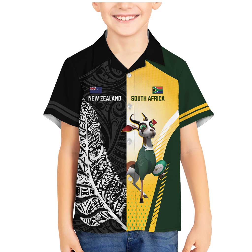 New Zealand and South Africa Rugby Custom Family Matching Mermaid Dress and Hawaiian Shirt Maori Silver Fern Springbok Together - Vibe Hoodie