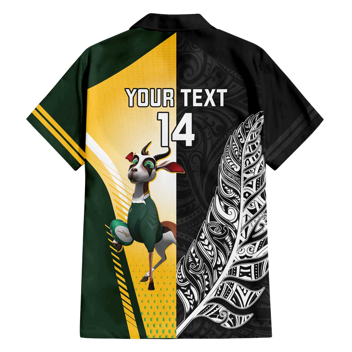 New Zealand and South Africa Rugby Custom Family Matching Off The Shoulder Long Sleeve Dress and Hawaiian Shirt Maori Silver Fern Springbok Together - Vibe Hoodie