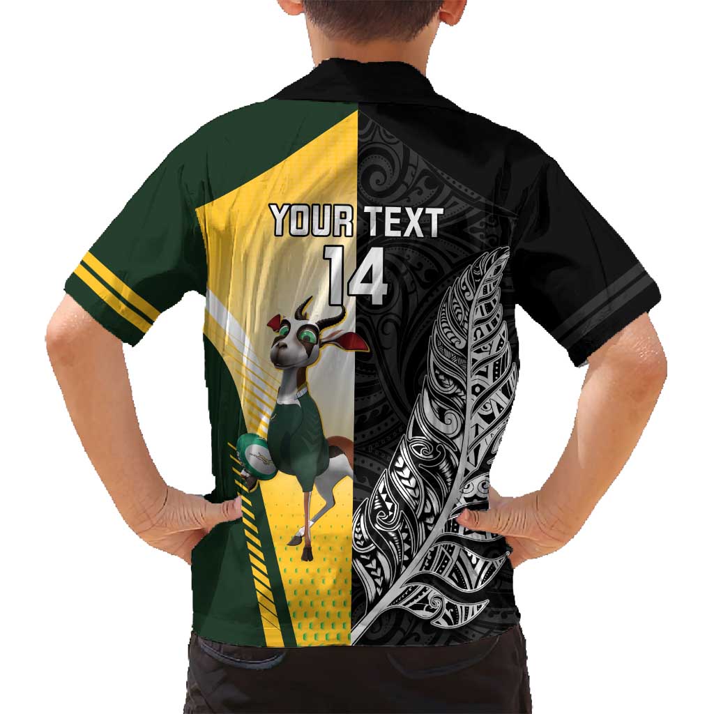 New Zealand and South Africa Rugby Custom Family Matching Off Shoulder Short Dress and Hawaiian Shirt Maori Silver Fern Springbok Together - Vibe Hoodie
