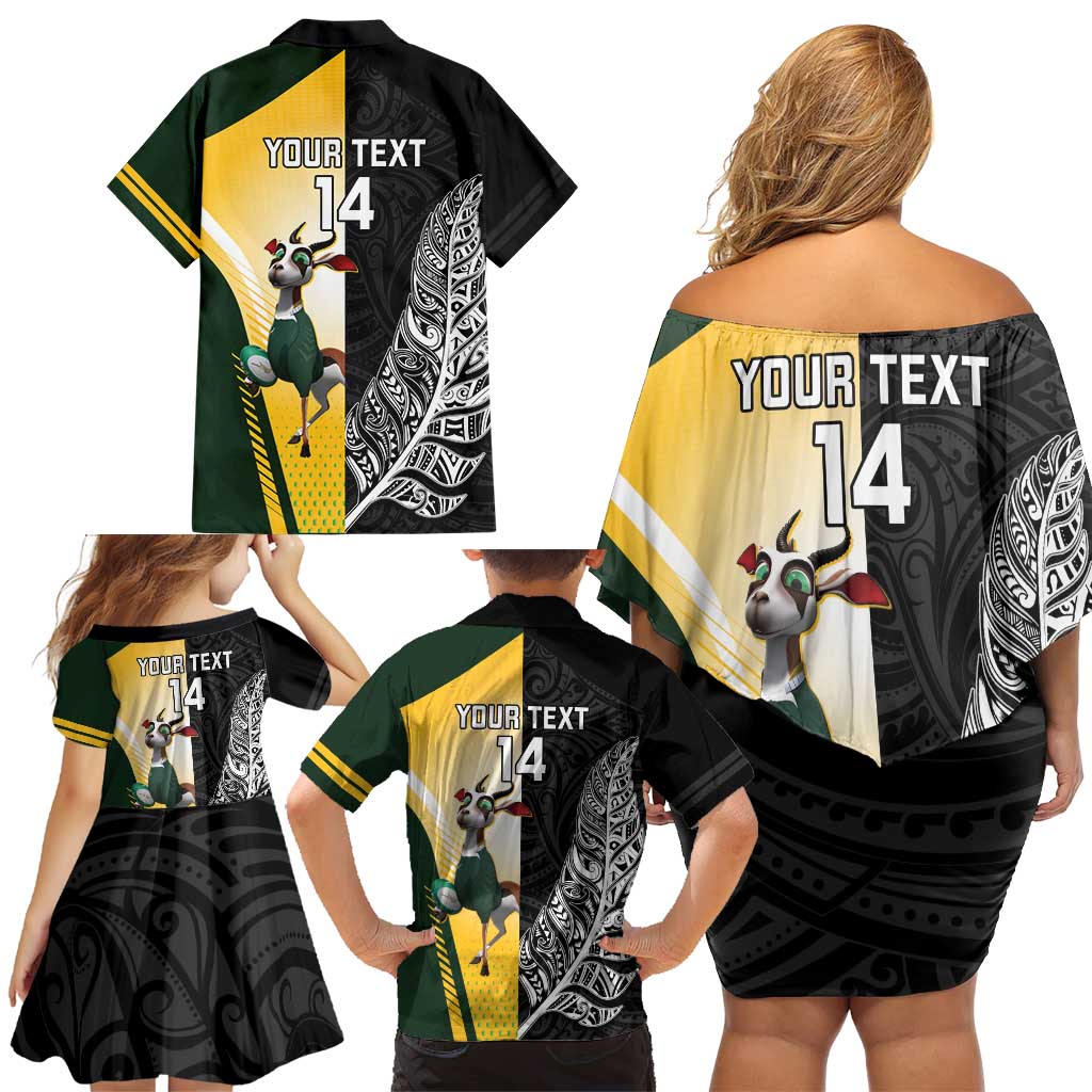 New Zealand and South Africa Rugby Custom Family Matching Off Shoulder Short Dress and Hawaiian Shirt Maori Silver Fern Springbok Together - Vibe Hoodie