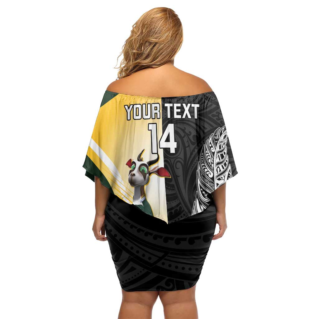 New Zealand and South Africa Rugby Custom Family Matching Off Shoulder Short Dress and Hawaiian Shirt Maori Silver Fern Springbok Together - Vibe Hoodie
