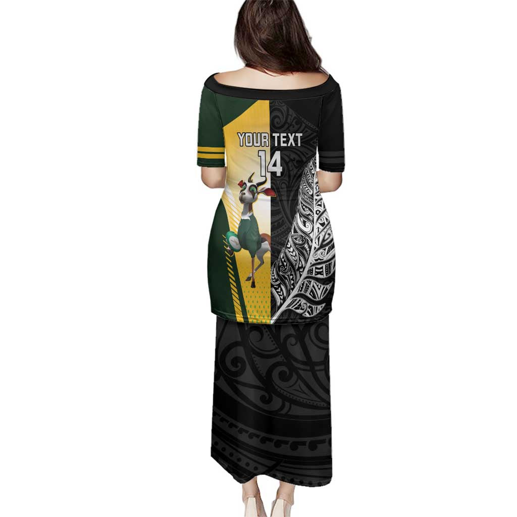 New Zealand and South Africa Rugby Custom Family Matching Puletasi and Hawaiian Shirt Maori Silver Fern Springbok Together - Vibe Hoodie