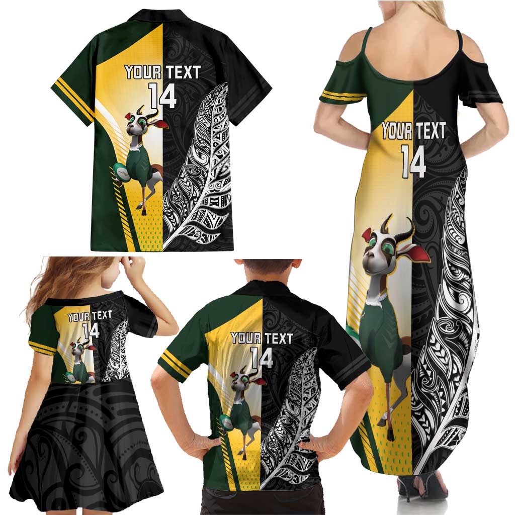 New Zealand and South Africa Rugby Custom Family Matching Summer Maxi Dress and Hawaiian Shirt Maori Silver Fern Springbok Together - Vibe Hoodie
