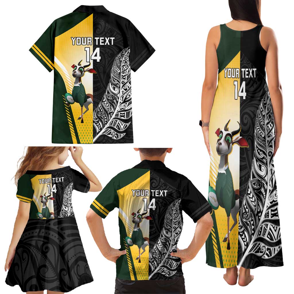 New Zealand and South Africa Rugby Custom Family Matching Tank Maxi Dress and Hawaiian Shirt Maori Silver Fern Springbok Together - Vibe Hoodie