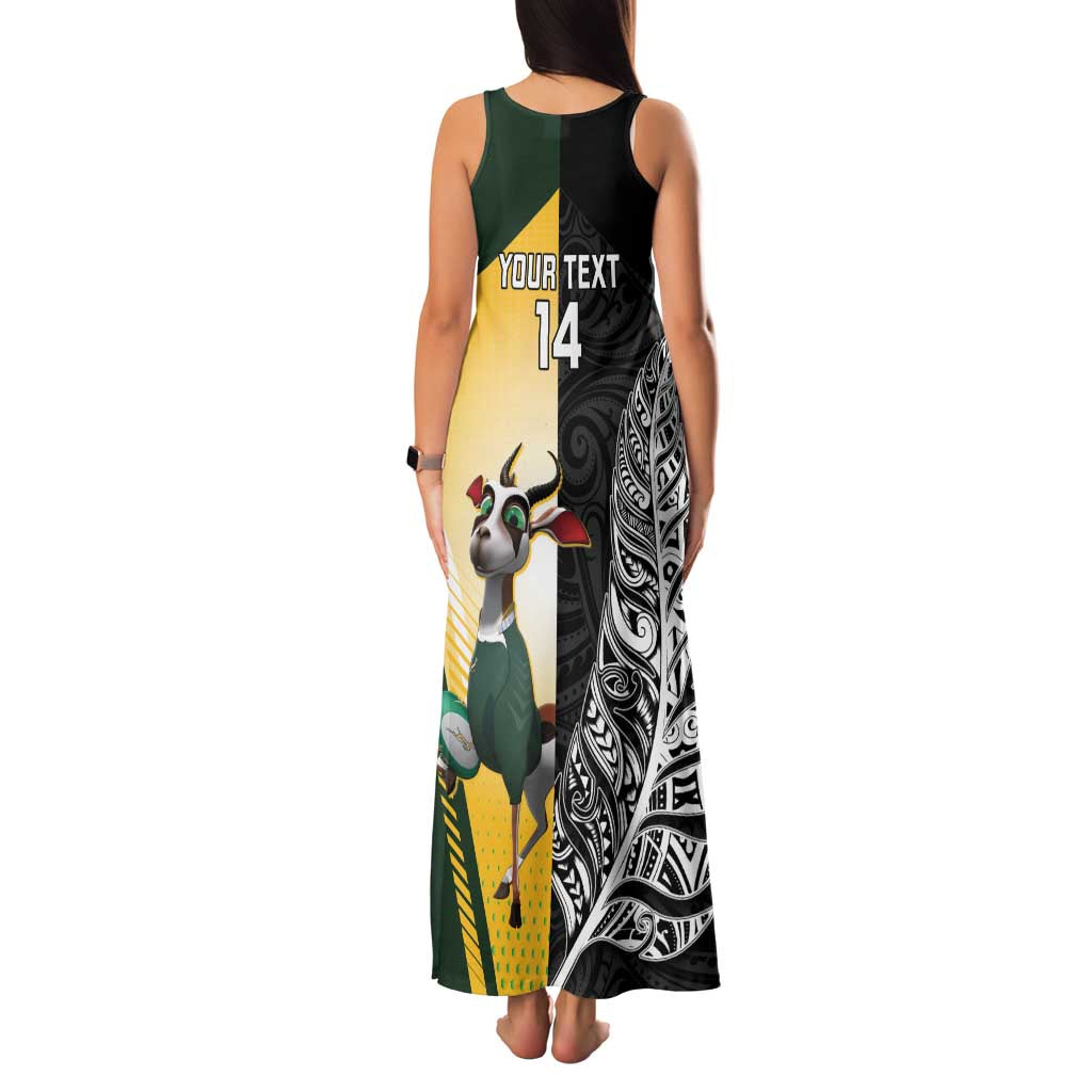 New Zealand and South Africa Rugby Custom Family Matching Tank Maxi Dress and Hawaiian Shirt Maori Silver Fern Springbok Together - Vibe Hoodie