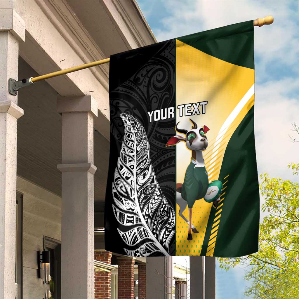 New Zealand and South Africa Rugby Custom Garden Flag Maori Silver Fern Springbok Together - Vibe Hoodie