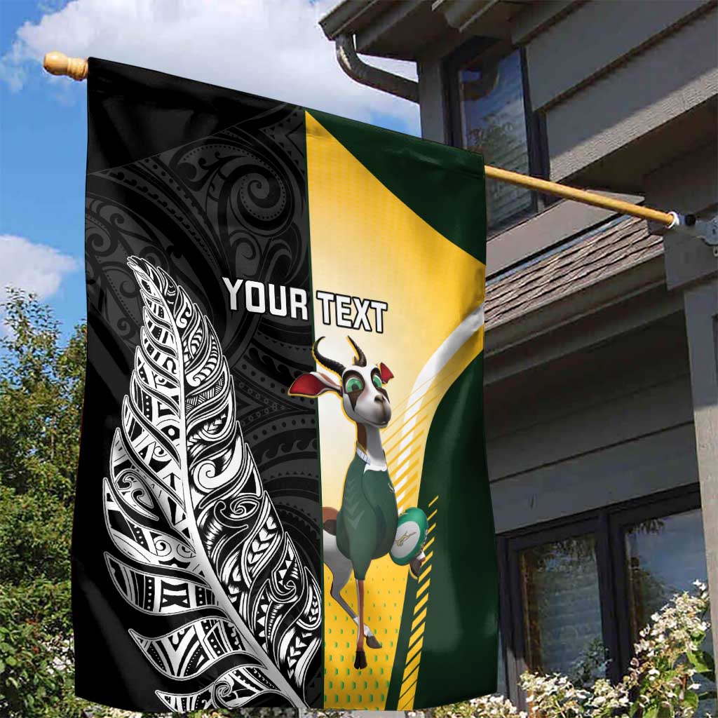 New Zealand and South Africa Rugby Custom Garden Flag Maori Silver Fern Springbok Together - Vibe Hoodie