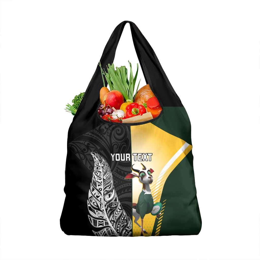 New Zealand and South Africa Rugby Custom Grocery Bag Maori Silver Fern Springbok Together - Vibe Hoodie