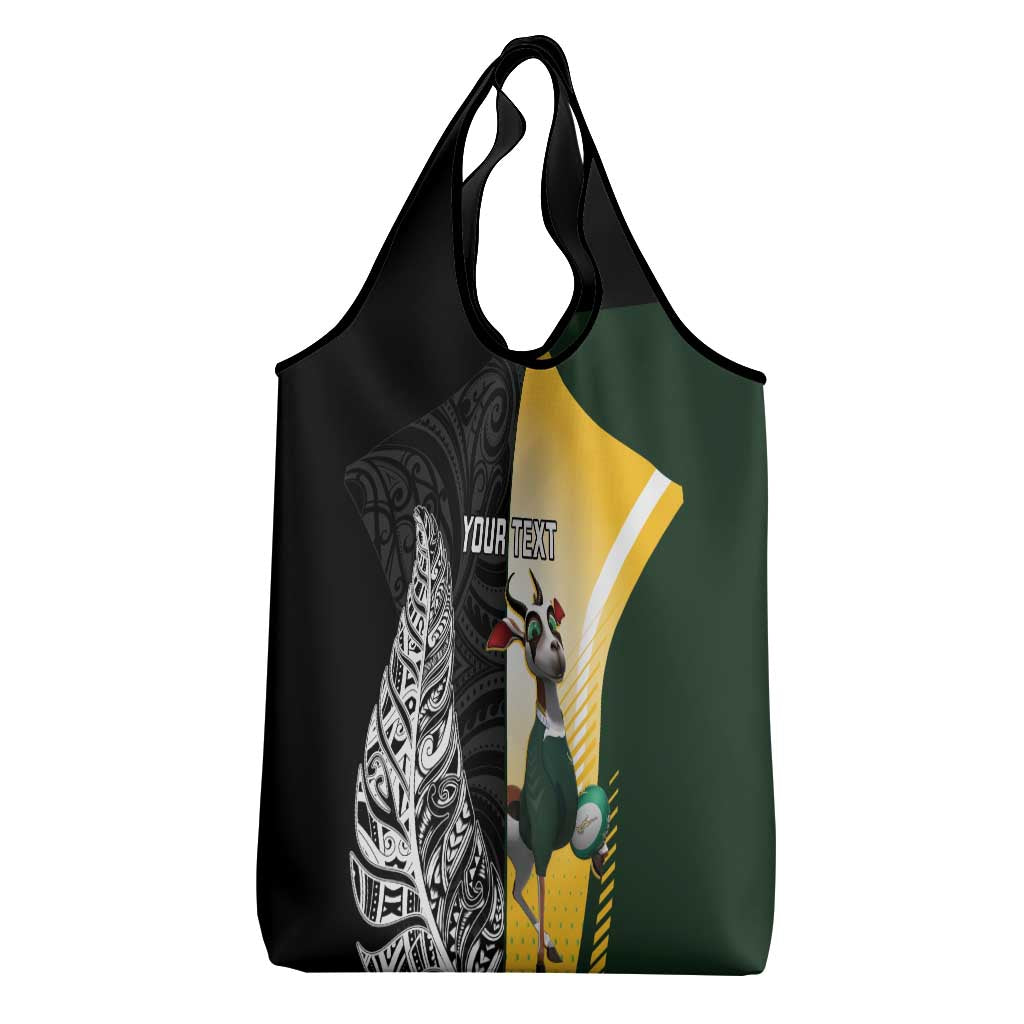 New Zealand and South Africa Rugby Custom Grocery Bag Maori Silver Fern Springbok Together - Vibe Hoodie