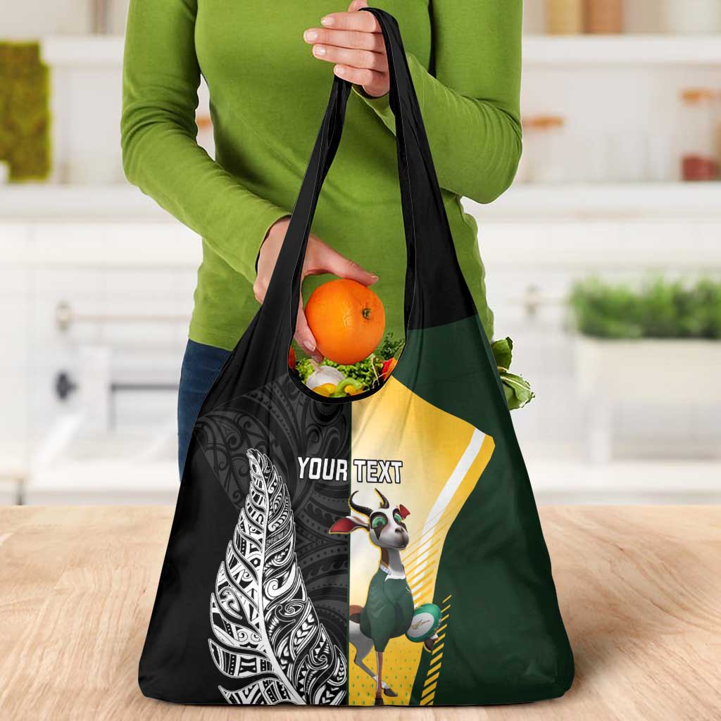 New Zealand and South Africa Rugby Custom Grocery Bag Maori Silver Fern Springbok Together - Vibe Hoodie
