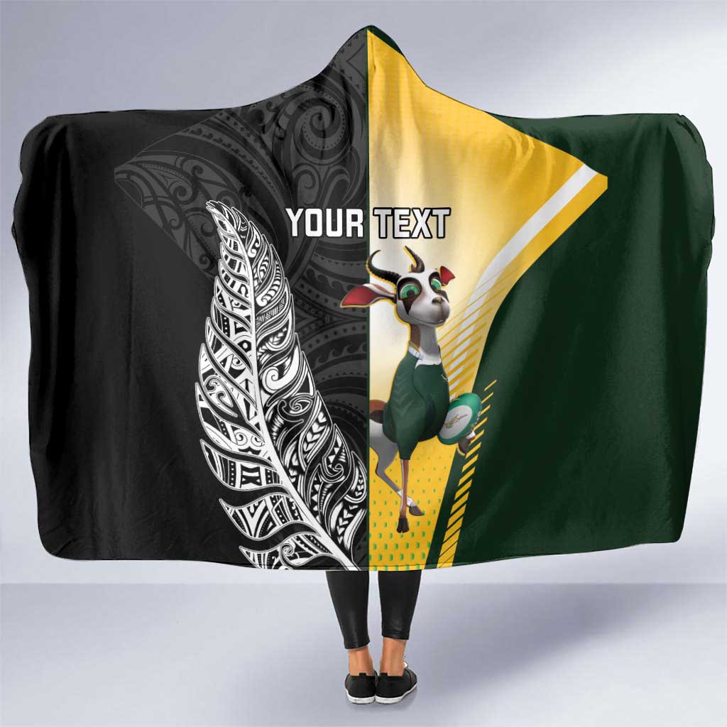 New Zealand and South Africa Rugby Custom Hooded Blanket Maori Silver Fern Springbok Together - Vibe Hoodie